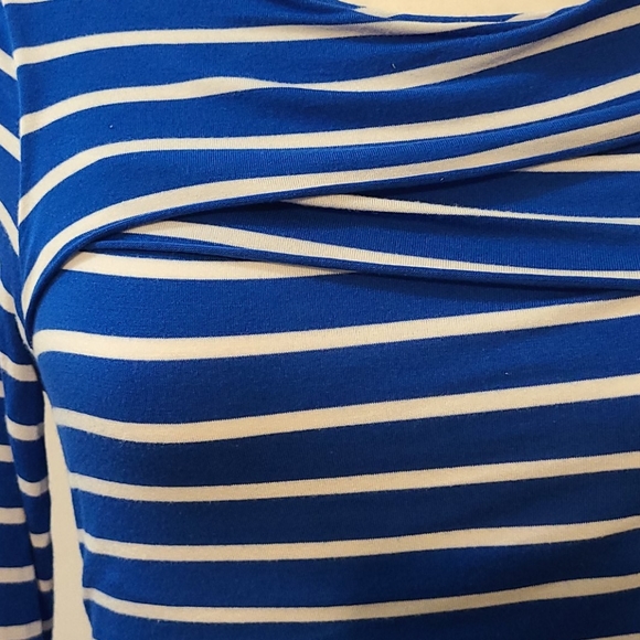 Blue and White Striped "Ruffle" Shirt - Picture 2 of 4